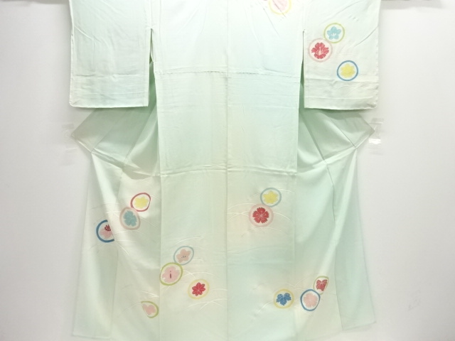 JAPANESE KIMONO / HOMONGI FOR SUMMER / GRASS & FLOWER ROUNDEL